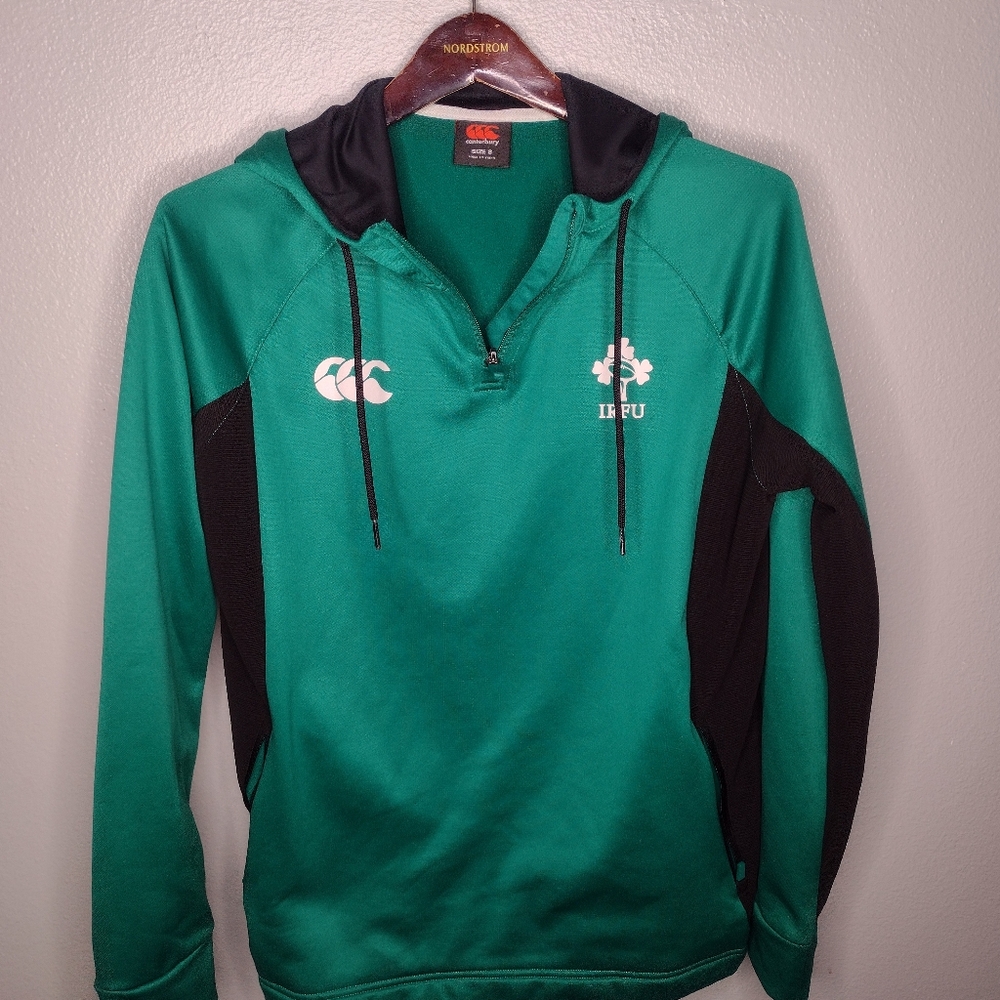 Canterbury Mens Ireland Airguard 1/4 Zip Pullover Rugby Hoodie IRFU Green S A14